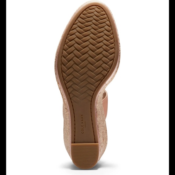 COLE HAAN Cloudfeel Nude Rose Espadrille Wedge Sandals Leather Platform Heels - Picture 5 of 10